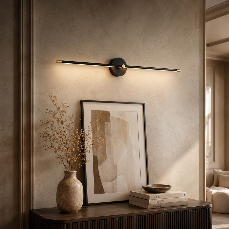 Acrylic Linear LED Wall Sconce Dimmable 68 to 128 cm Black or Gold Wall Light