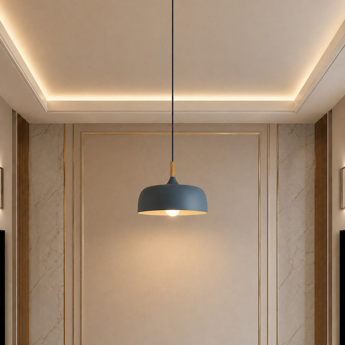 Acorn Zinc Alloy & Wood Pendant Light in Seven Colours for Kitchen Island