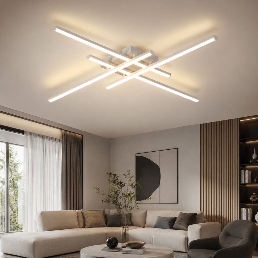Long Strip Linear LED Ceiling Light Black or White Stepless Dimming 61 to 120 cm