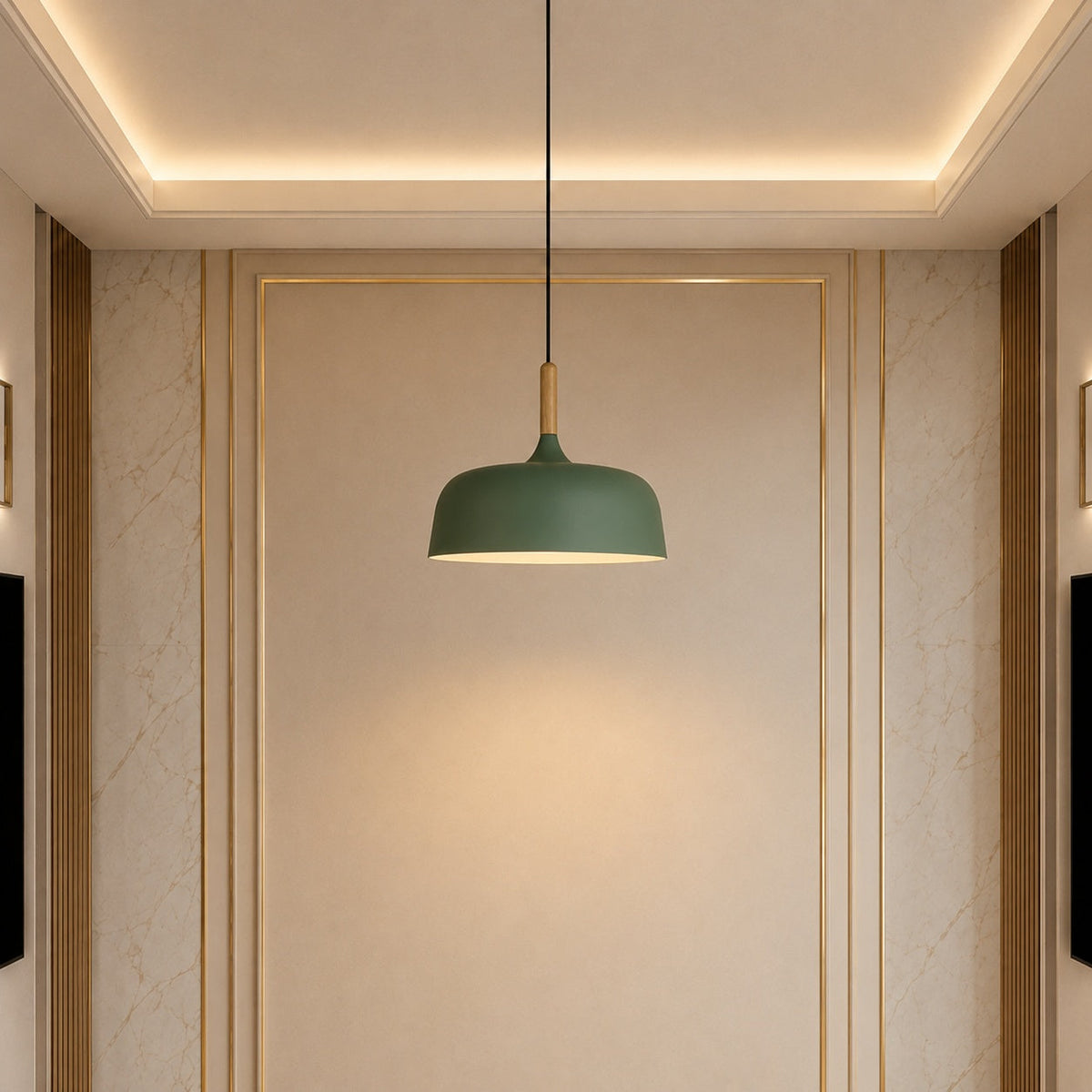 Acorn Zinc Alloy & Wood Pendant Light in Seven Colours for Kitchen Island