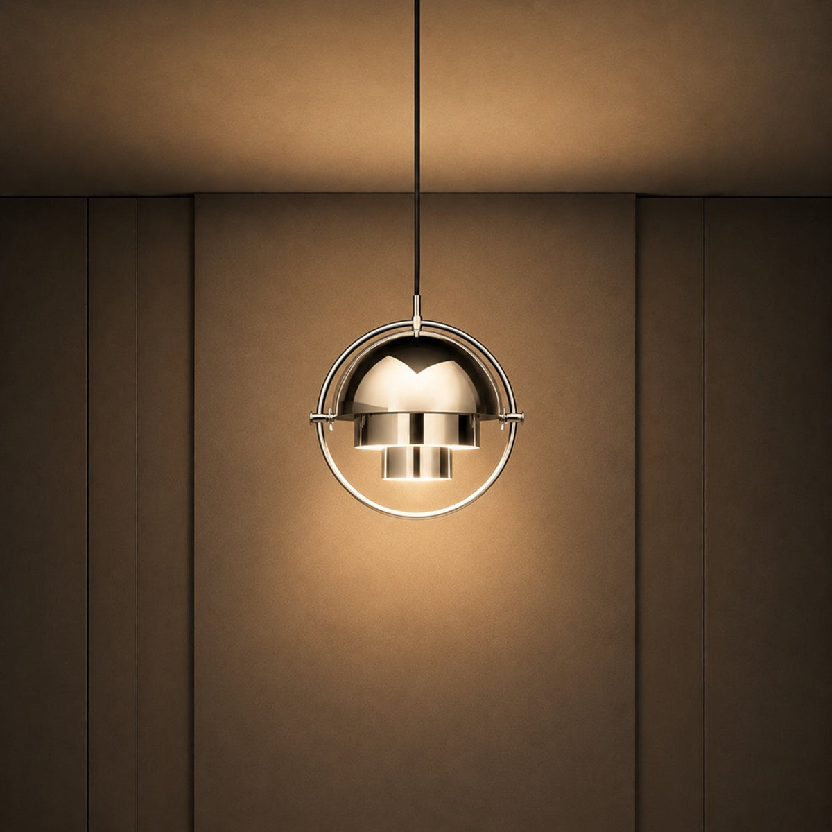 Adjustable Hemisphere Shade Pendant Light Copper or Chrome Two-Tone