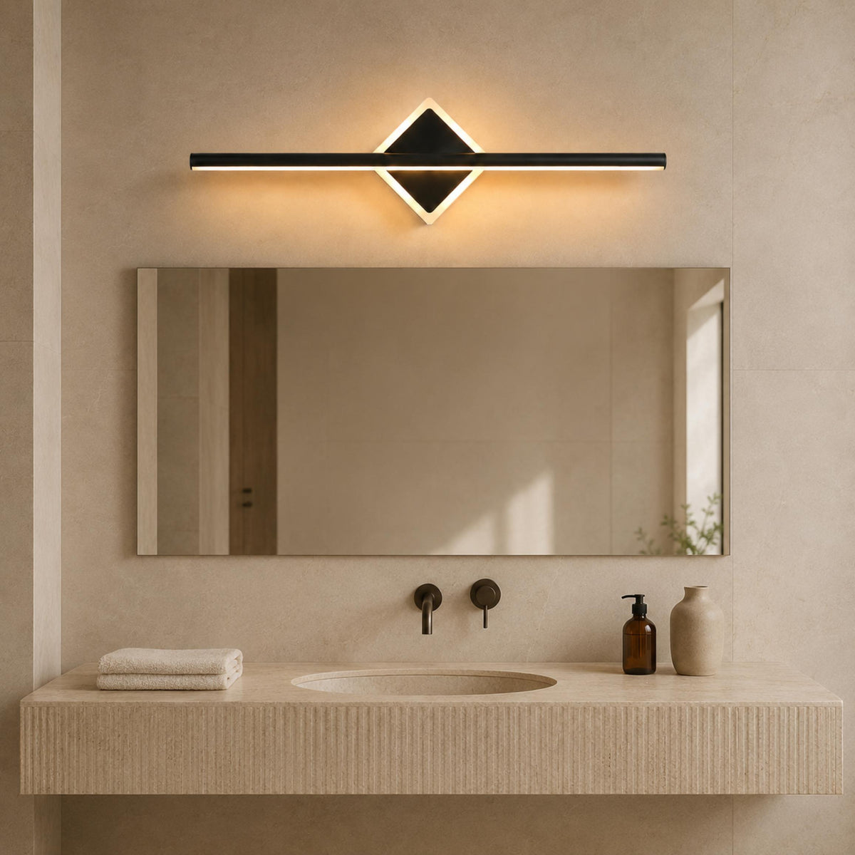 Diamond Geometric Aluminium LED Vanity Wall Light Gold or Black Bathroom