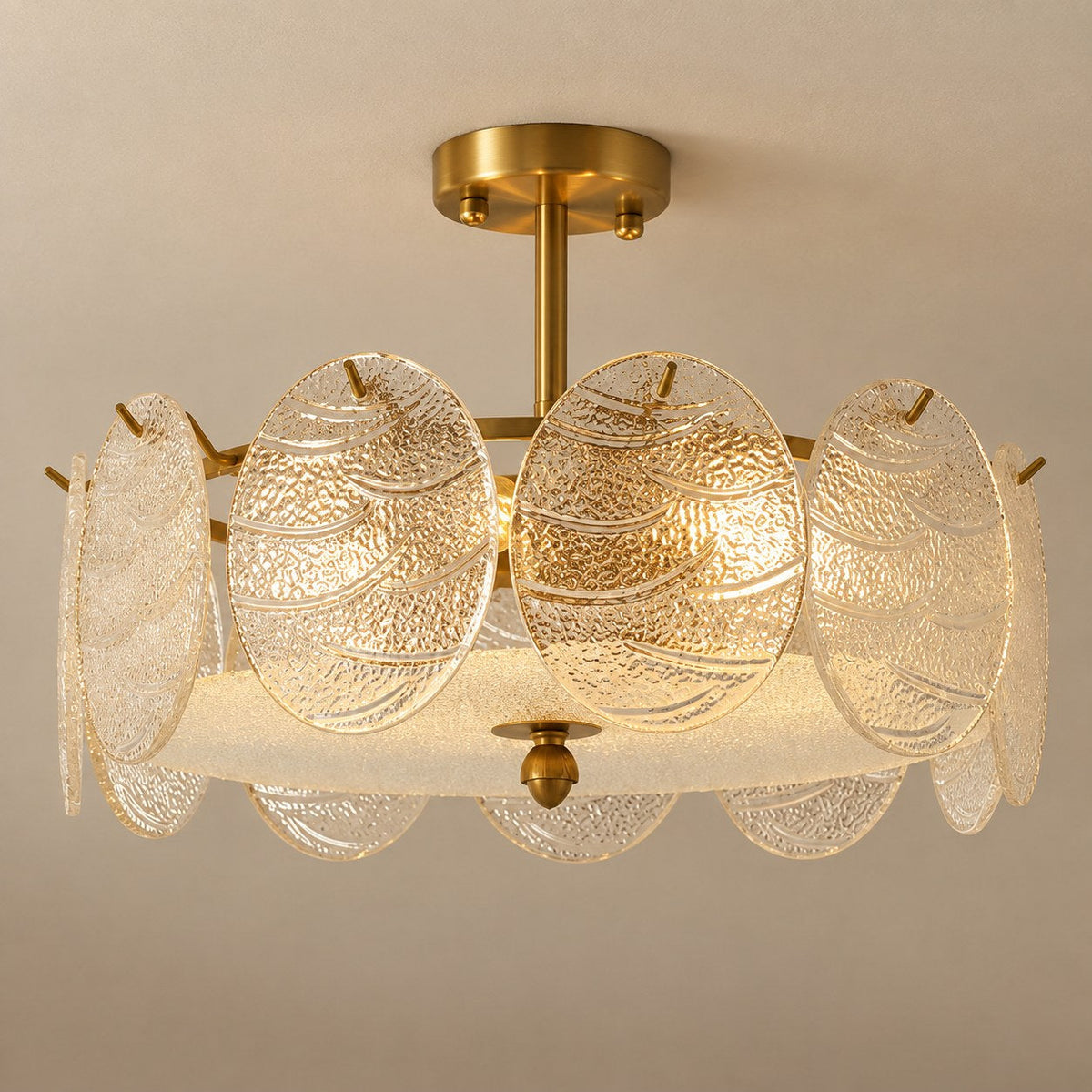 Copper & Clear Glass Multi-Head LED Flush Mount Ceiling Light 5 to 8 Light