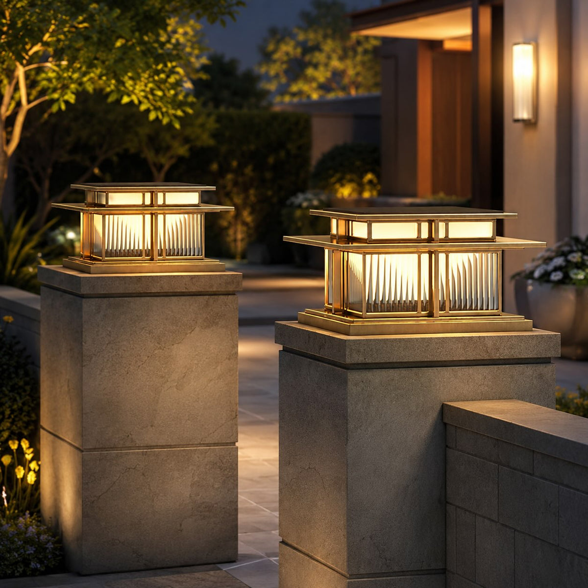 Sandblasted Metal Frosted Acrylic Pillar Light E27 Solar 12V 24V or Mains IP65