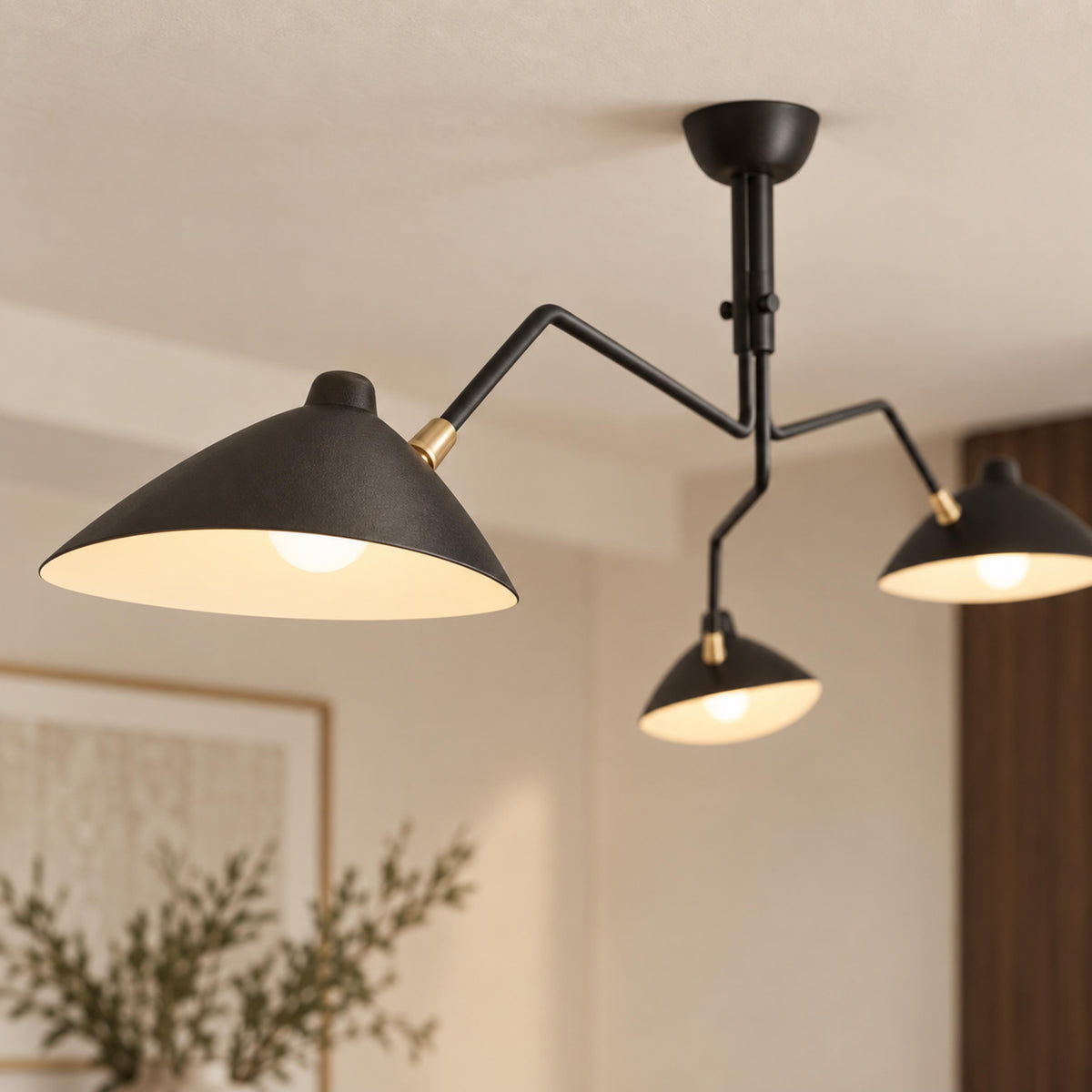 Adjustable Multi-Arm Metal LED Ceiling Light 3 or 6 Head in Black or White