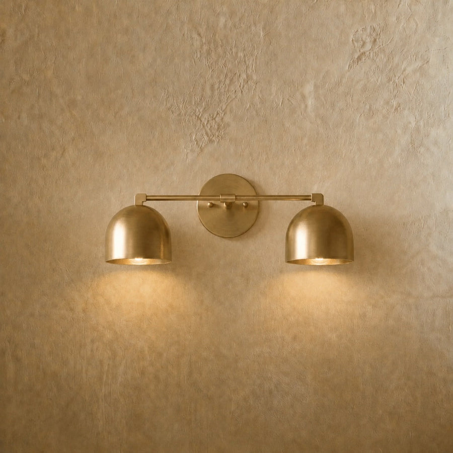 Solid Brass Double Dome Wall Sconce Warm 3000K LED Vanity and Bedside Light