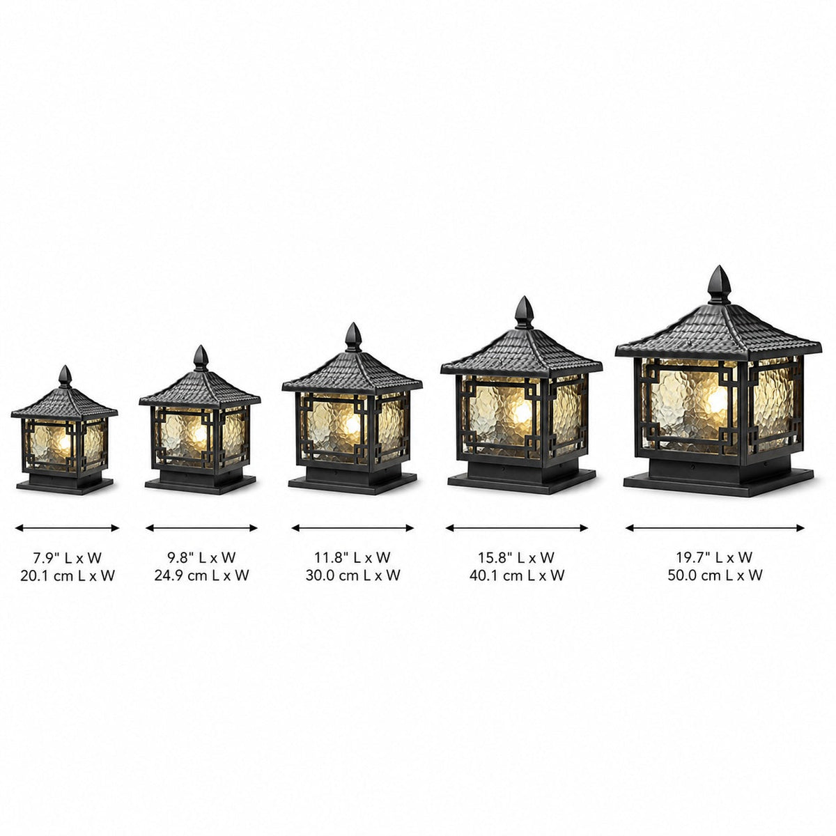 Coffee Gold Square Frosted Glass Pillar Light Solar or Hardwired for Garden IP54