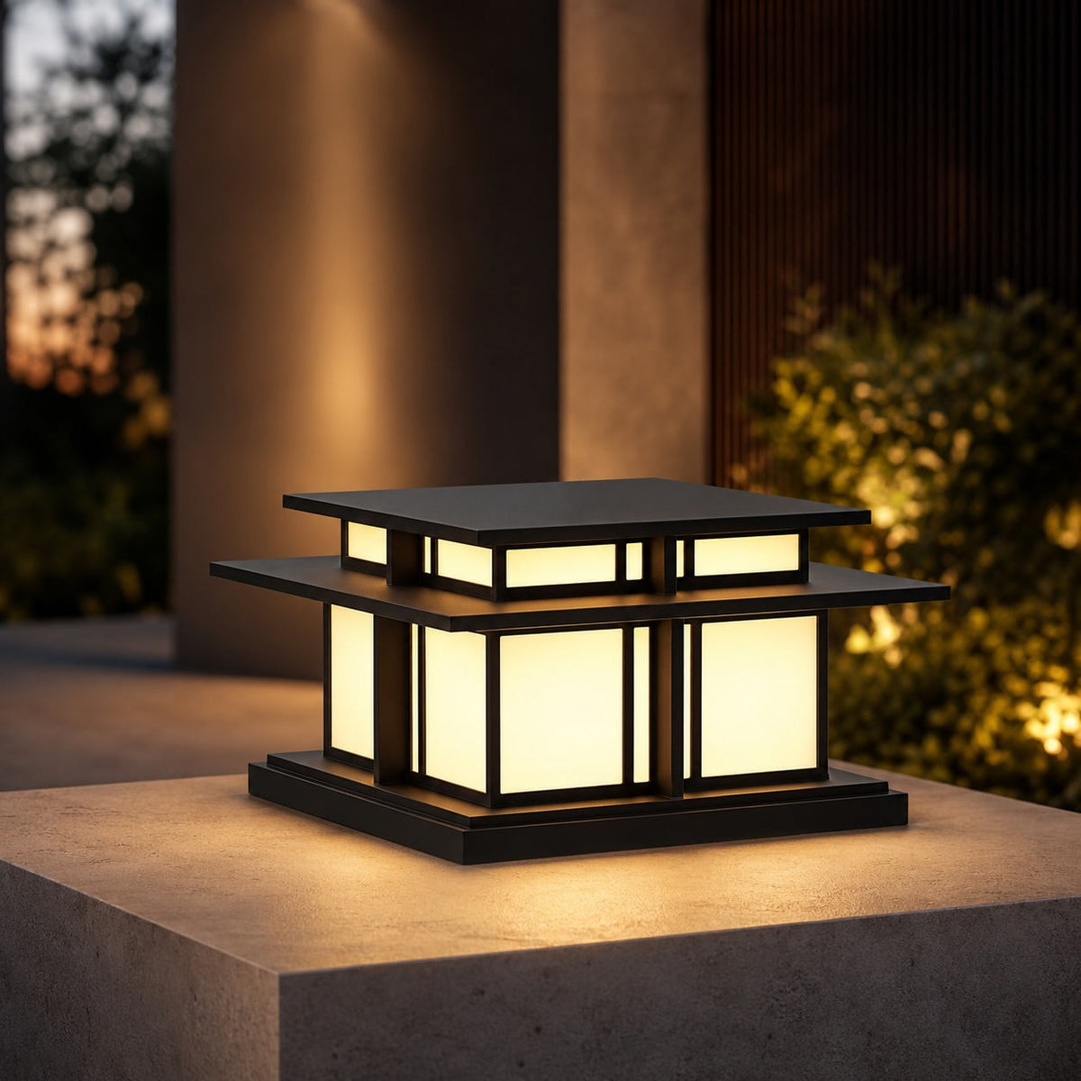 Sandblasted Metal Frosted Acrylic Pillar Light E27 Solar 12V 24V or Mains IP65