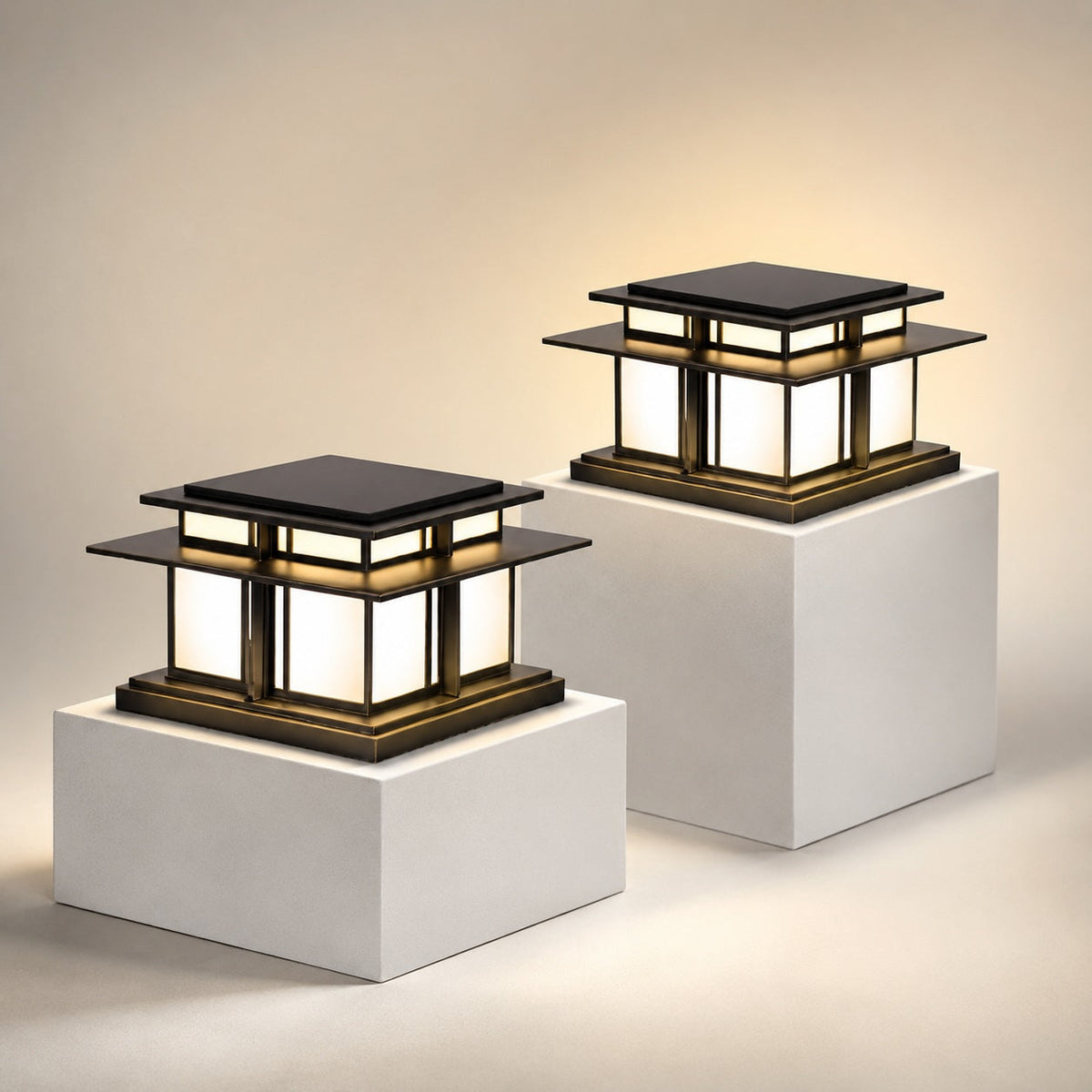 Sandblasted Metal Frosted Acrylic Pillar Light E27 Solar 12V 24V or Mains IP65
