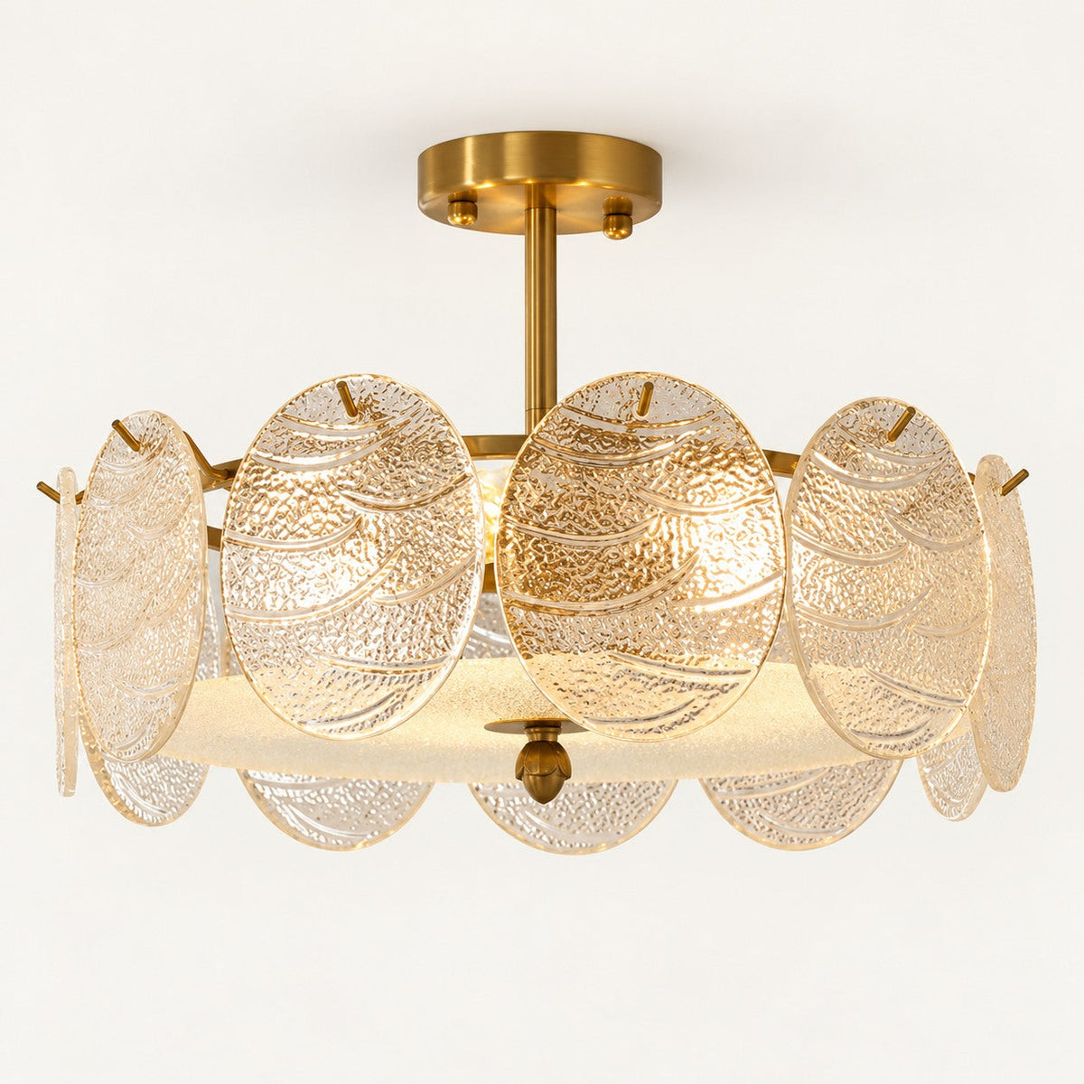Copper & Clear Glass Multi-Head LED Flush Mount Ceiling Light 5 to 8 Light
