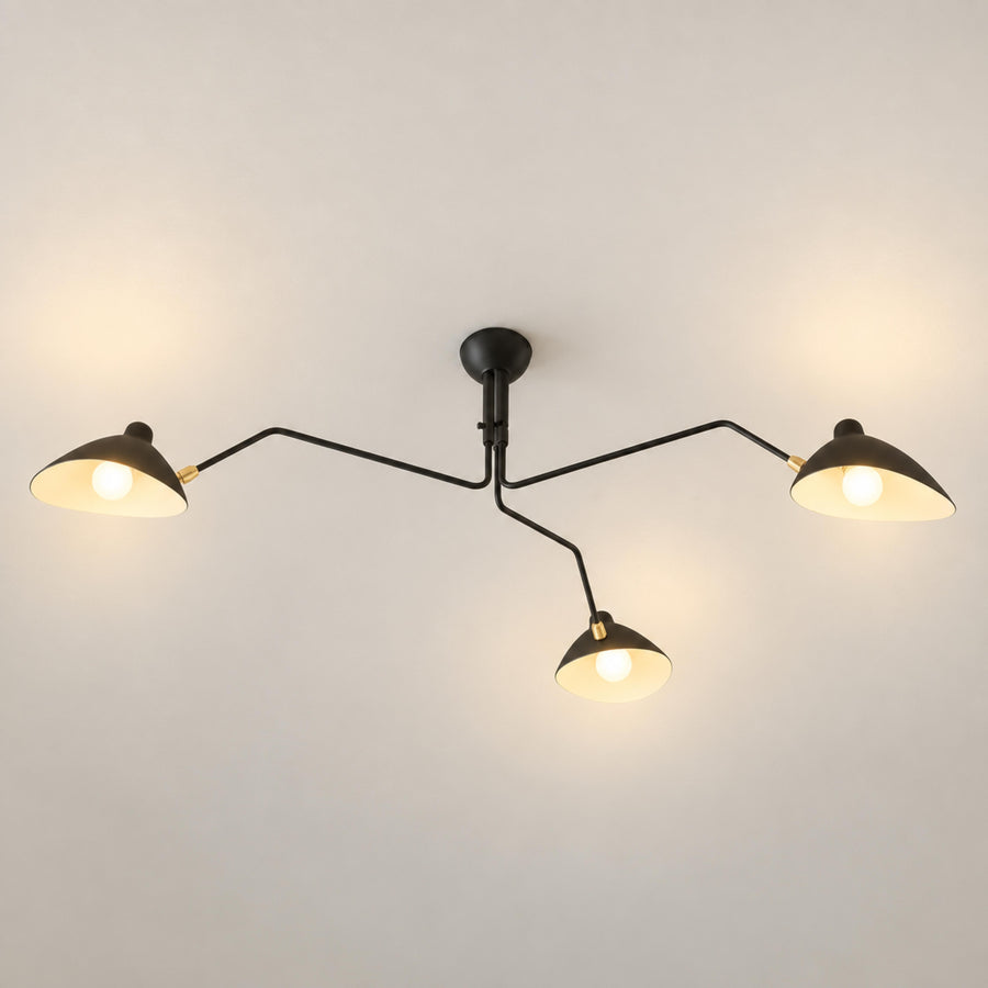 Adjustable Multi-Arm Metal LED Ceiling Light 3 or 6 Head in Black or White