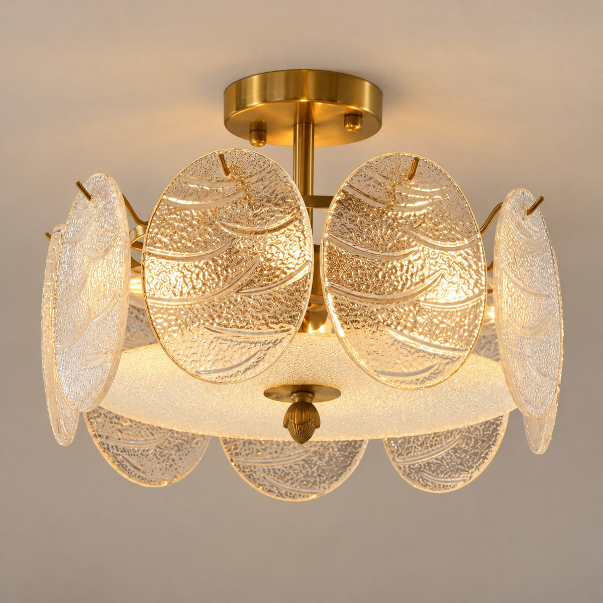 Copper & Clear Glass Multi-Head LED Flush Mount Ceiling Light 5 to 8 Light