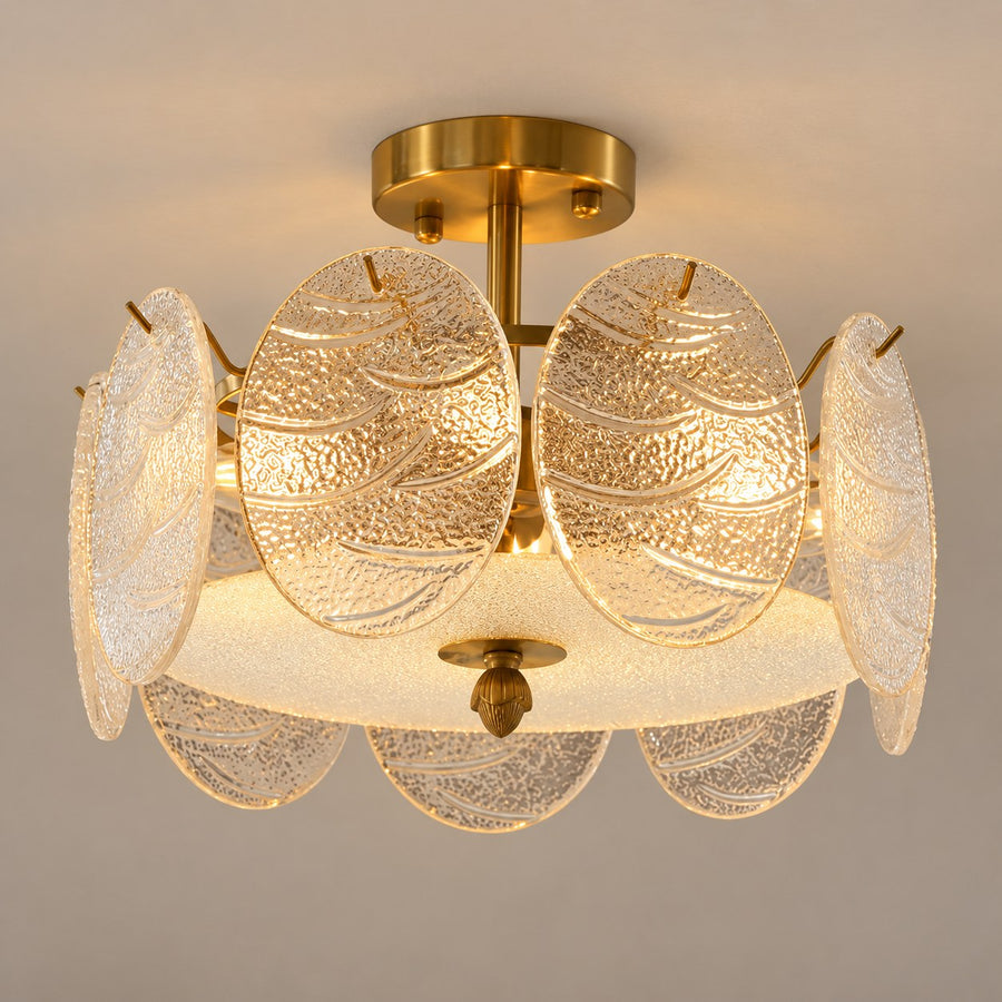 Copper & Clear Glass Multi-Head LED Flush Mount Ceiling Light 5 to 8 Light