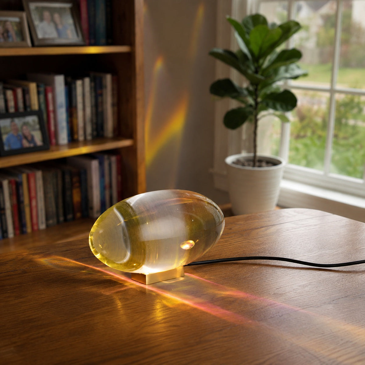 Clear & Chrome Mini LED Table Lamp with Adjustable Shade for Bedroom & Desk