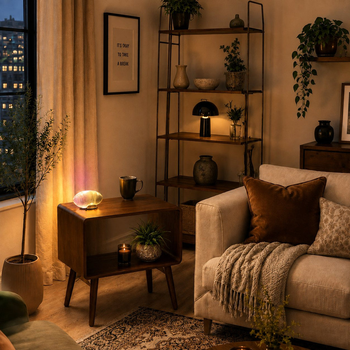 Clear & Chrome Mini LED Table Lamp with Adjustable Shade for Bedroom & Desk