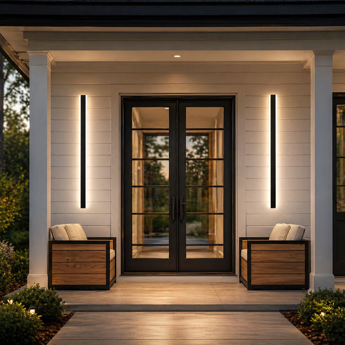 Black Vertical COB LED Strip Outdoor Wall Light IP65 Remote Dimmable