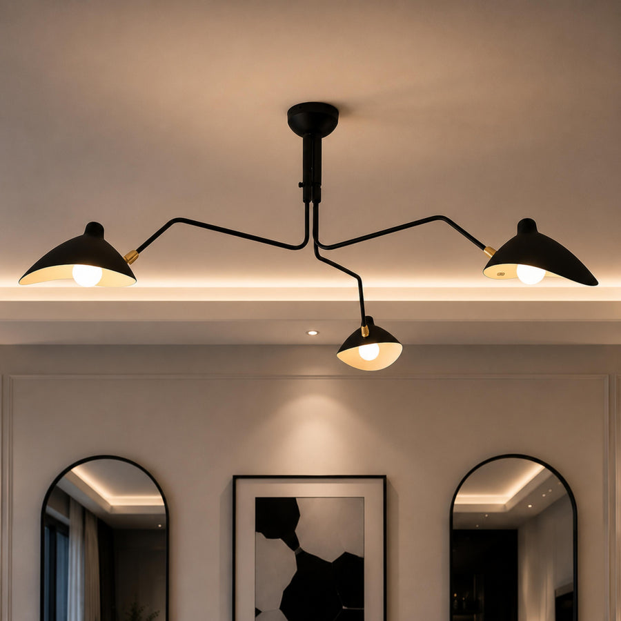 Adjustable Aluminium & Brass Joint LED Ceiling Light 3 or 6 Head Black or White