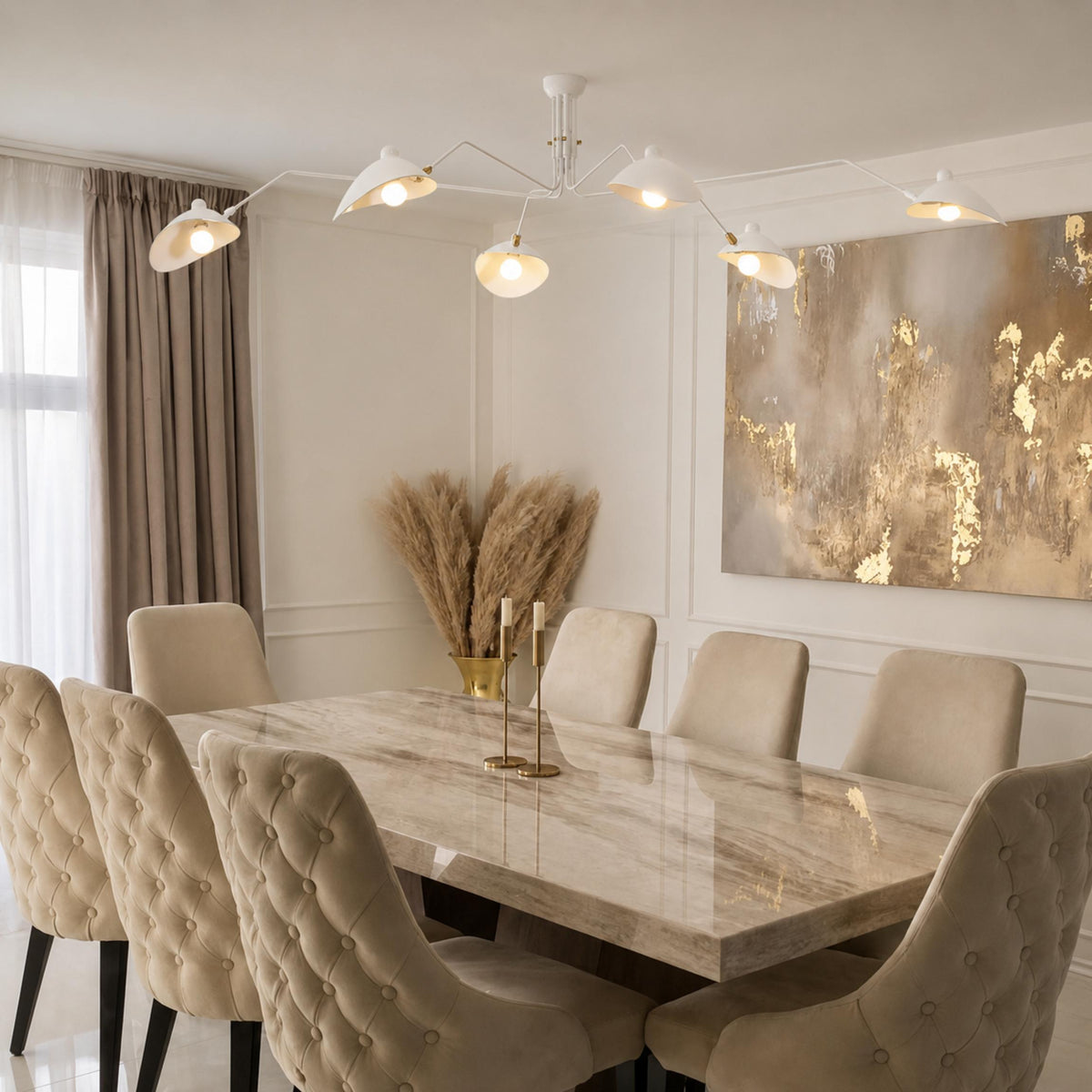 Adjustable Aluminium & Brass Joint LED Ceiling Light 3 or 6 Head Black or White