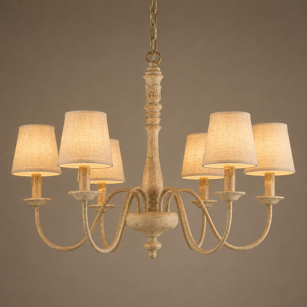 Six-Light Metal Chandelier 70 cm with Optional Glass Shades for Dining Room