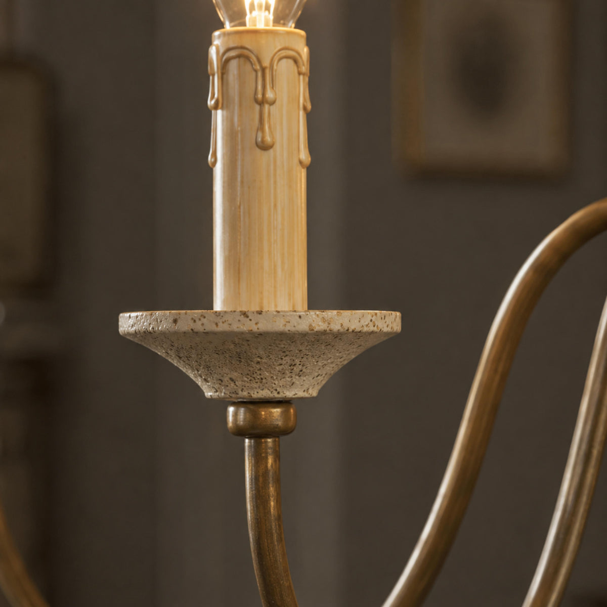 Six-Light Metal Chandelier 70 cm with Optional Glass Shades for Dining Room