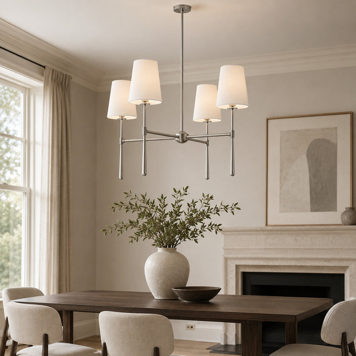 Round Metal LED Chandelier 4 6 or 8 Heads in Brass Black Nickel or White