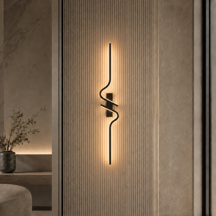 Wave Curved Aluminium LED Wall Sconce Dual Light 60 to 120cm Tri-Colour