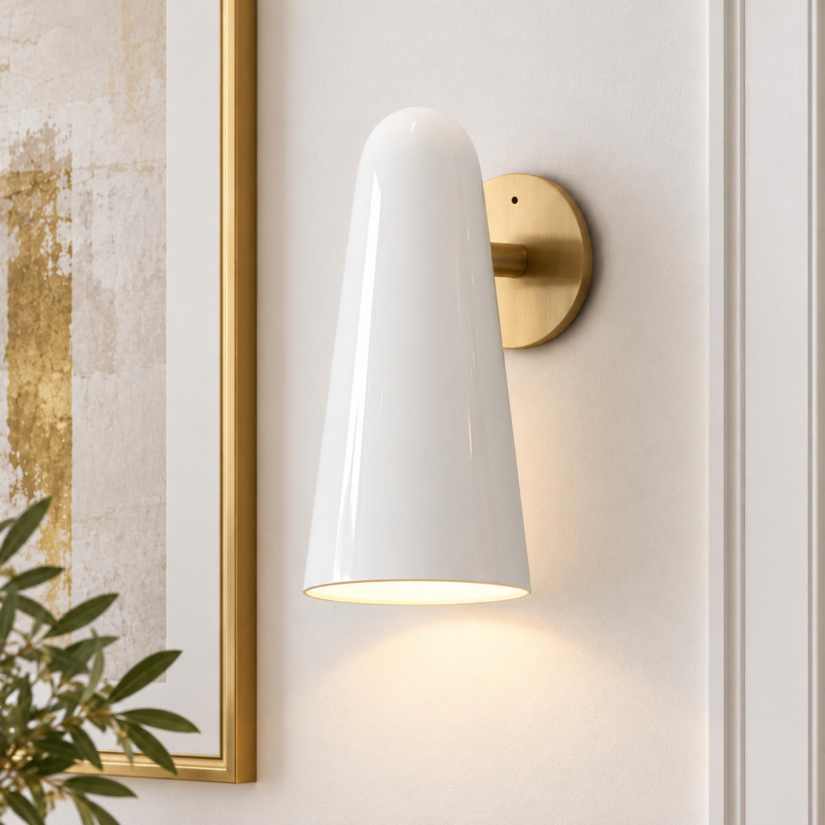 Conical Glass Wall Lamp LED Warm White Gold Nickel or Black Adjustable Sconce