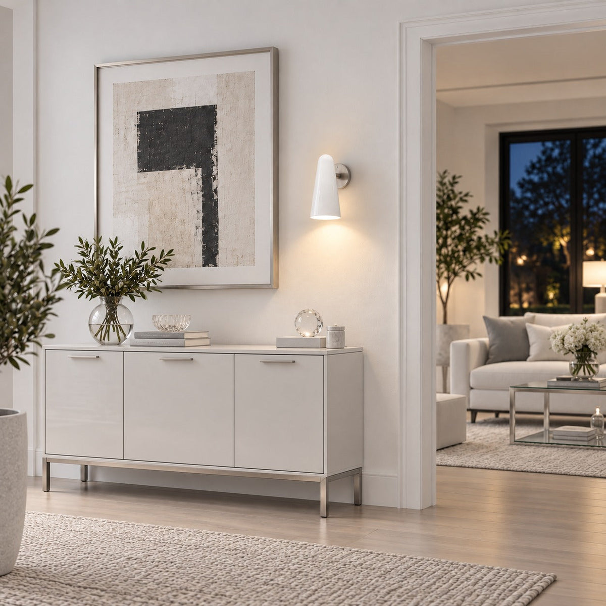 Conical Glass Wall Lamp LED Warm White Gold Nickel or Black Adjustable Sconce