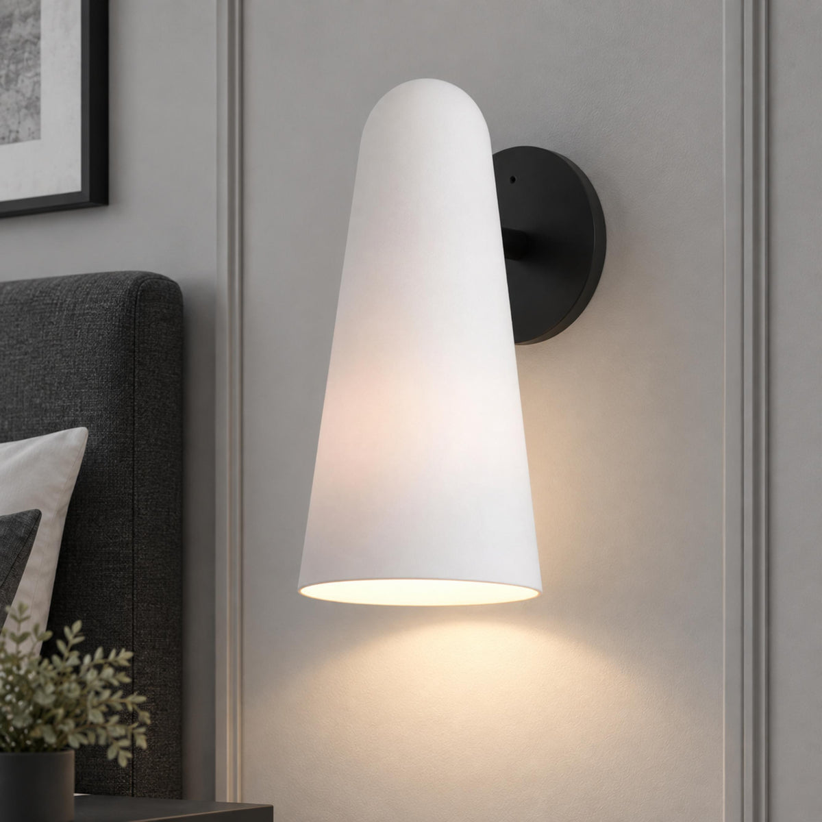 Conical Glass Wall Lamp LED Warm White Gold Nickel or Black Adjustable Sconce