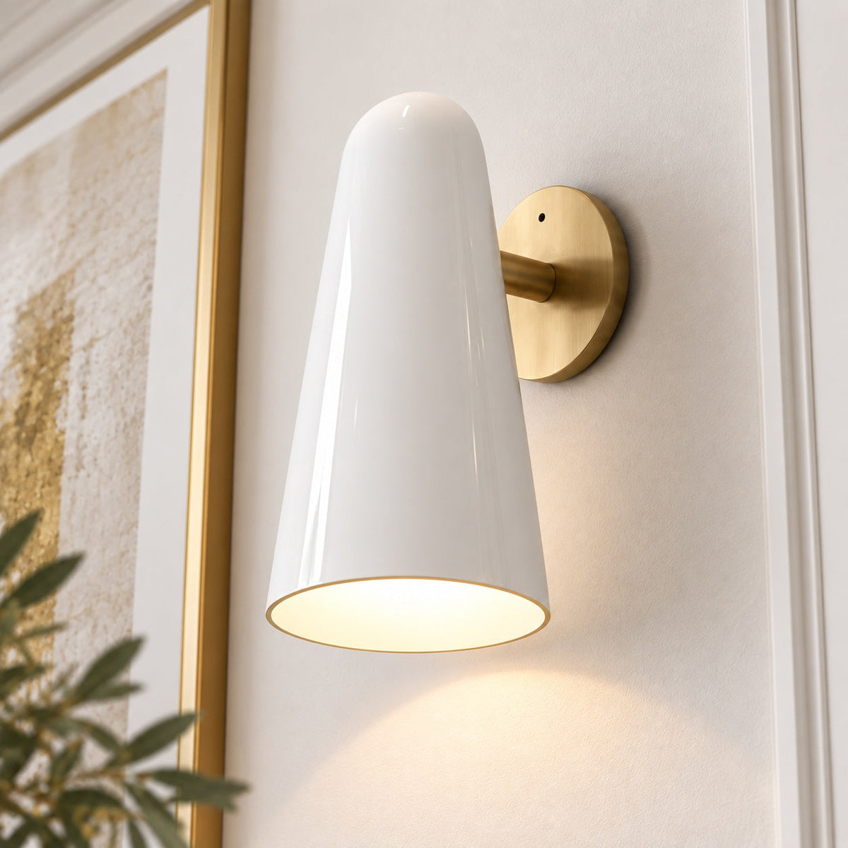 Conical Glass Wall Lamp LED Warm White Gold Nickel or Black Adjustable Sconce