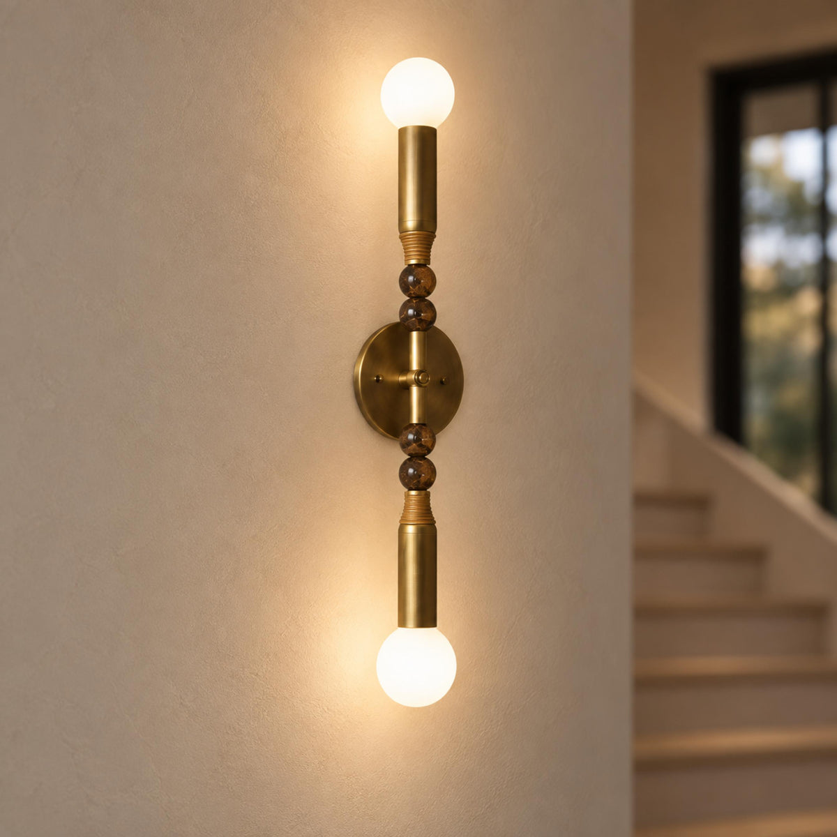 Persepolis Marble & Antique Brass Wall Sconce E27 Globe Bulb Short or Tall