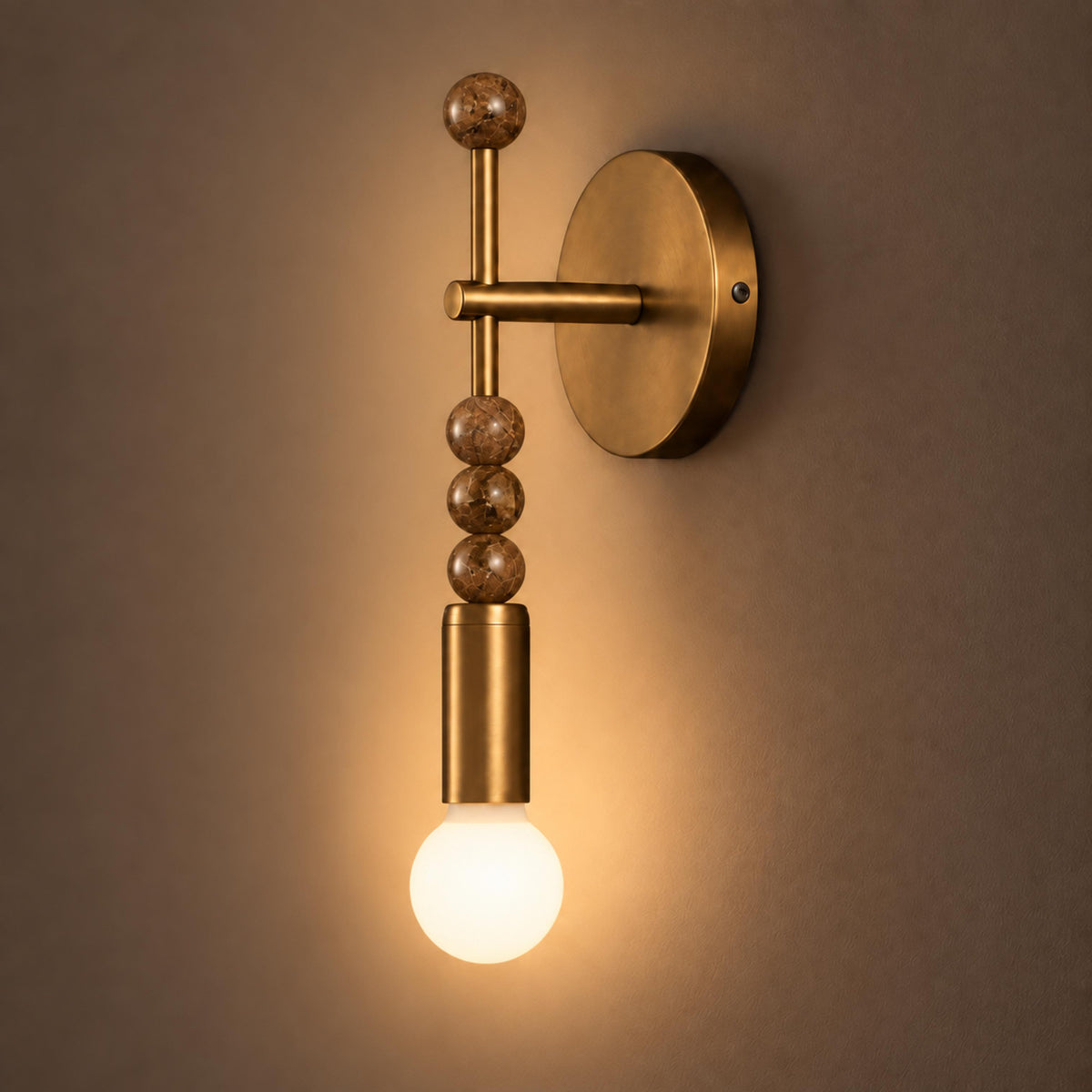 Persepolis Marble & Antique Brass Wall Sconce E27 Globe Bulb Short or Tall
