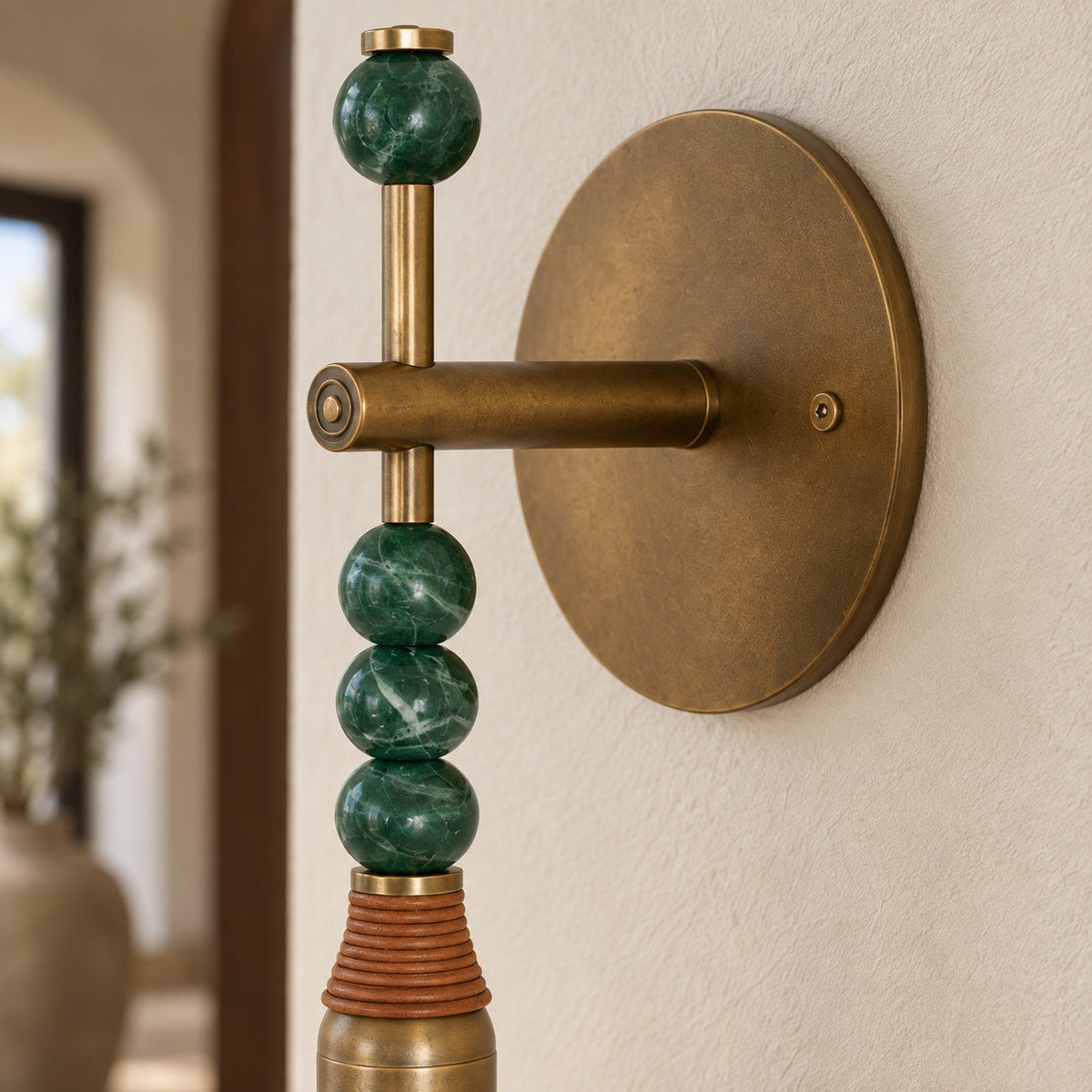Persepolis Marble & Antique Brass Wall Sconce E27 Globe Bulb Short or Tall