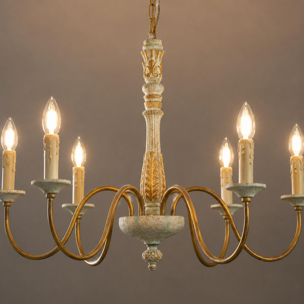 Six-Light Metal Chandelier 70 cm with Optional Glass Shades for Dining Room