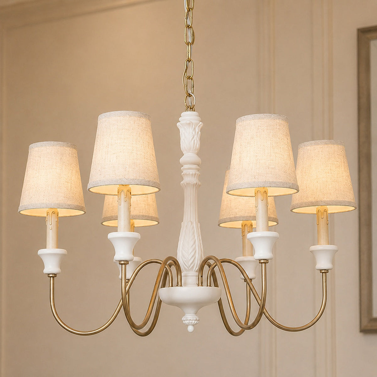 Six-Light Metal Chandelier 70 cm with Optional Glass Shades for Dining Room