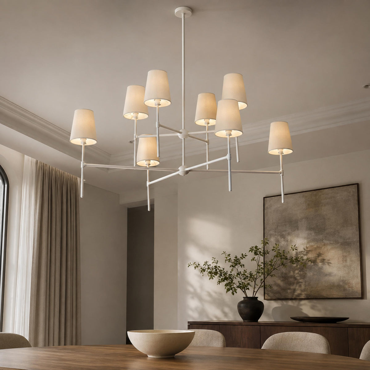 Round Metal LED Chandelier 4 6 or 8 Heads in Brass Black Nickel or White
