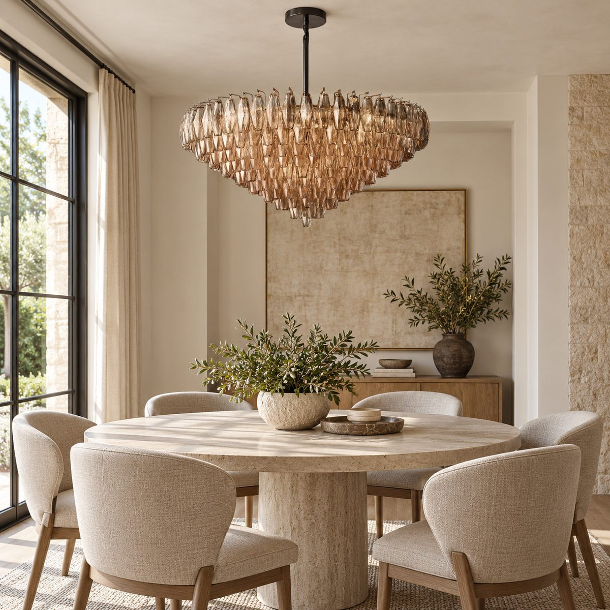 Inverted Dome Glass Prism Chandelier 8 to 13 Tier in Brass Black or Nickel