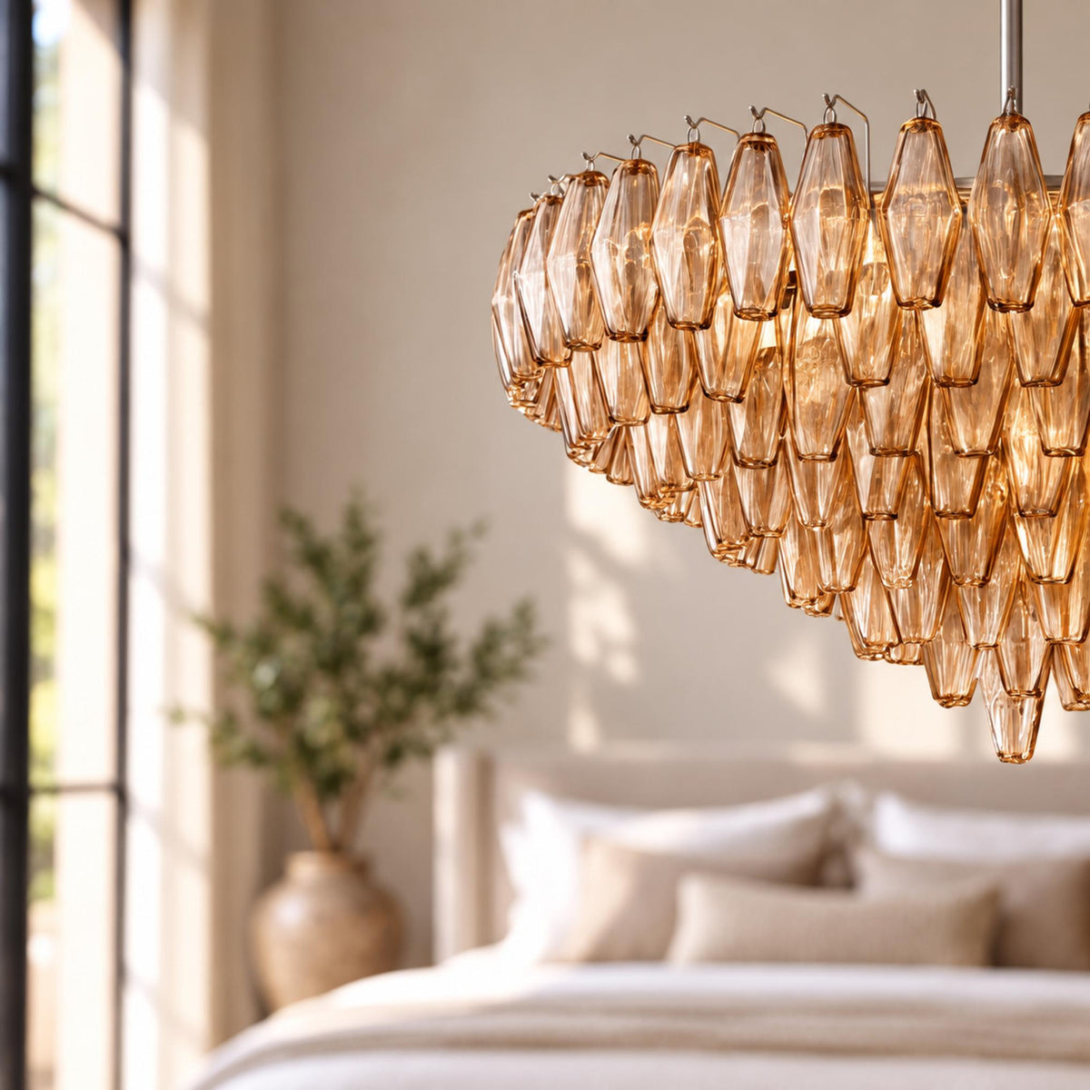 Inverted Dome Glass Prism Chandelier 8 to 13 Tier in Brass Black or Nickel
