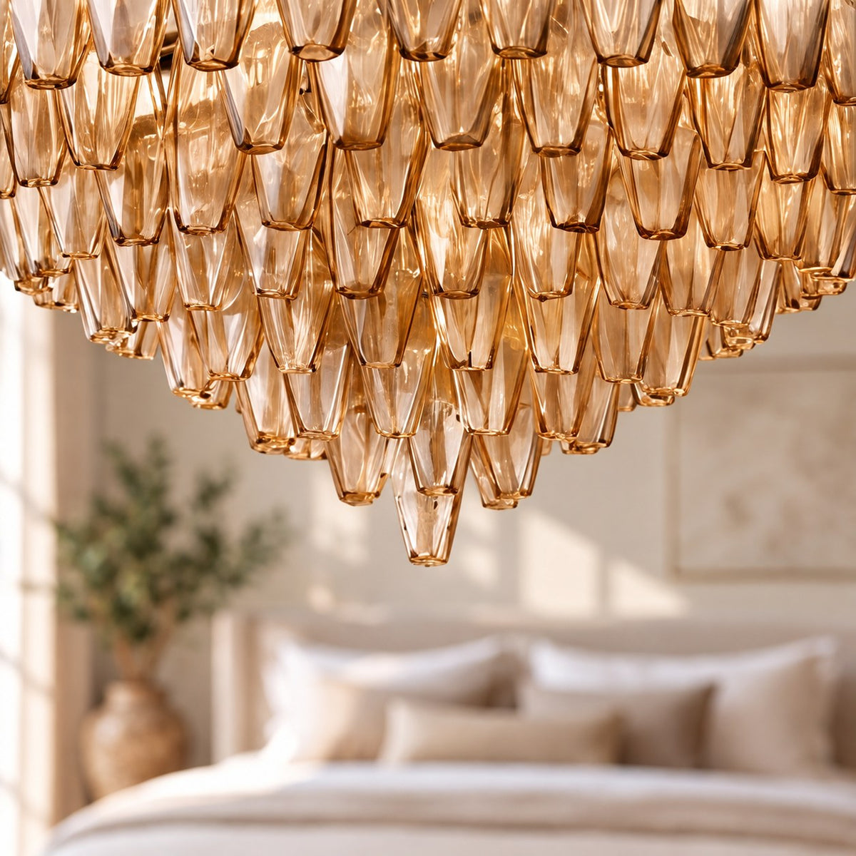 Inverted Dome Glass Prism Chandelier 8 to 13 Tier in Brass Black or Nickel