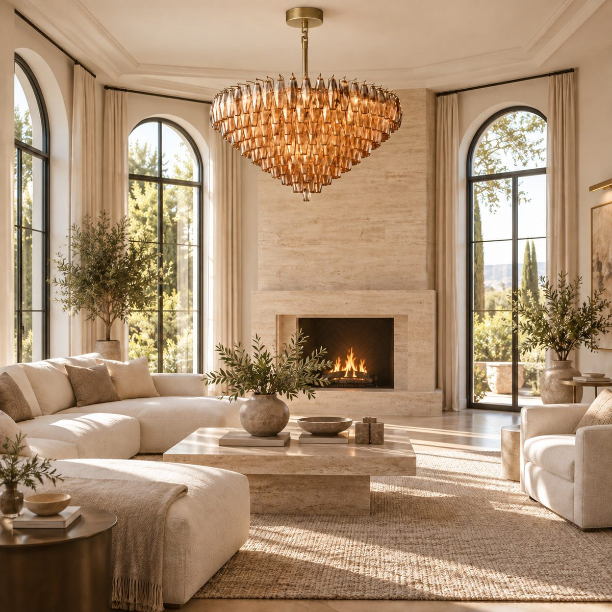 Inverted Dome Glass Prism Chandelier 8 to 13 Tier in Brass Black or Nickel