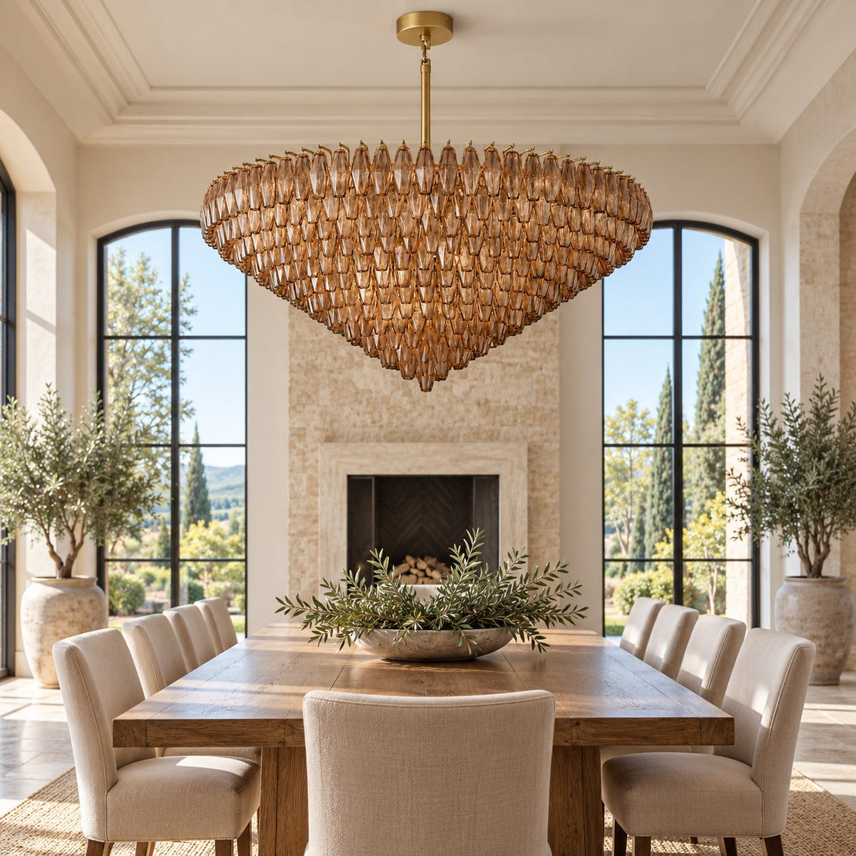 Inverted Dome Glass Prism Chandelier 8 to 13 Tier in Brass Black or Nickel