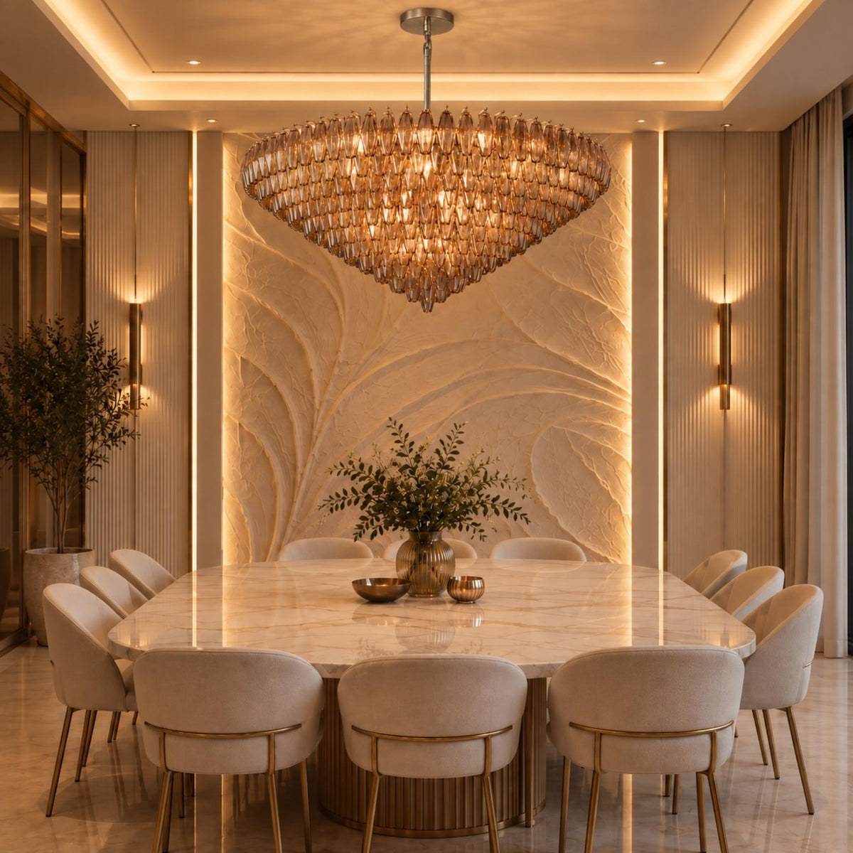 Inverted Dome Glass Prism Chandelier 8 to 13 Tier in Brass Black or Nickel