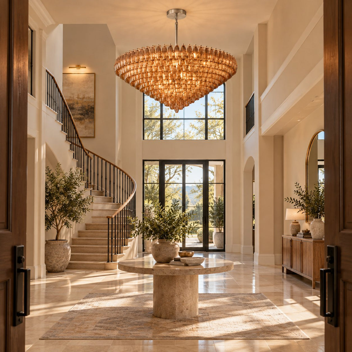 Inverted Dome Glass Prism Chandelier 8 to 13 Tier in Brass Black or Nickel