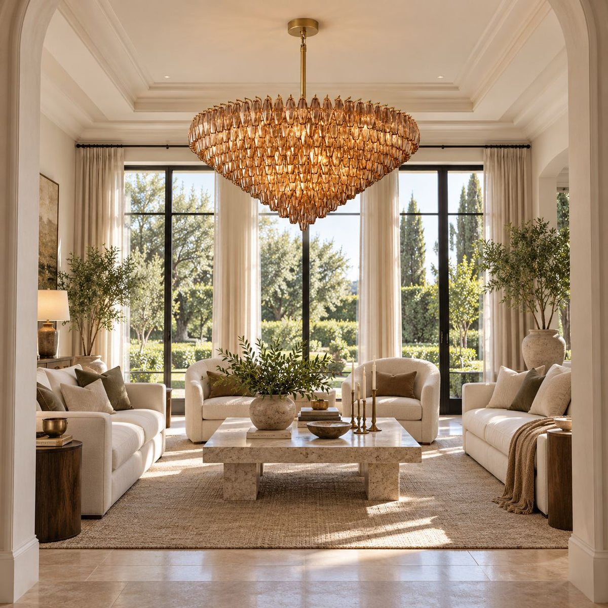Inverted Dome Glass Prism Chandelier 8 to 13 Tier in Brass Black or Nickel