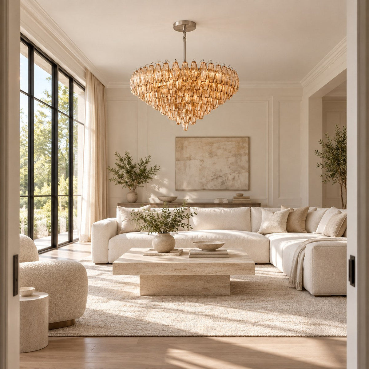 Inverted Dome Glass Prism Chandelier 8 to 13 Tier in Brass Black or Nickel