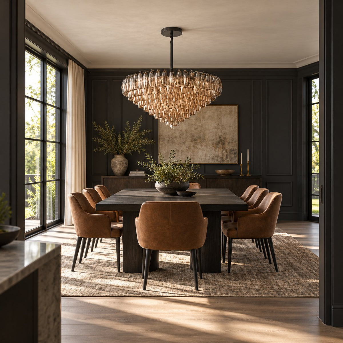 Inverted Dome Glass Prism Chandelier 8 to 13 Tier in Brass Black or Nickel