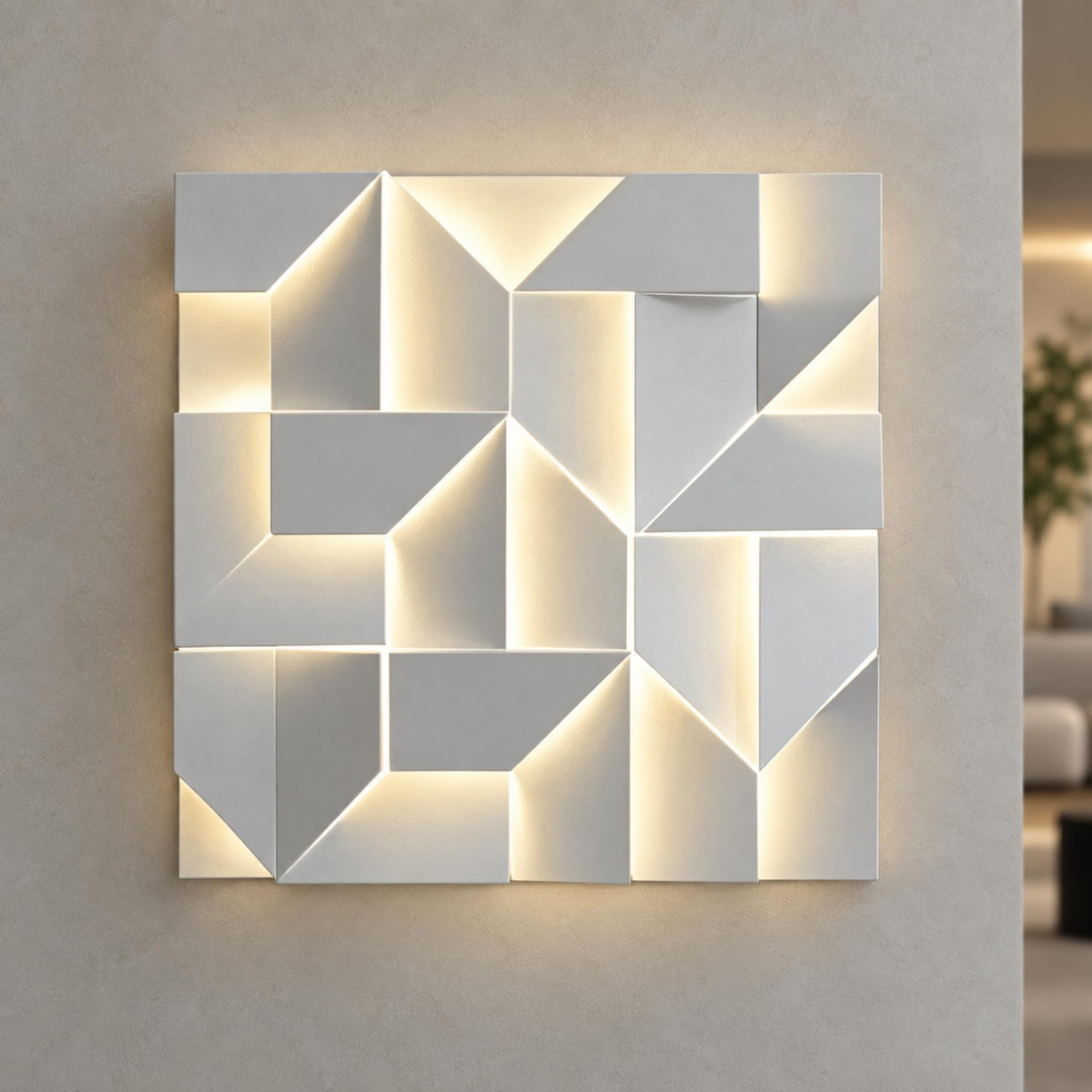 Geometric Laser-Cut Aluminium LED Wall Sculpture Light Matte White Seven Sizes
