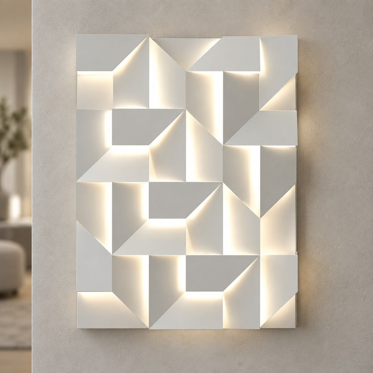 Geometric Laser-Cut Aluminium LED Wall Sculpture Light Matte White Seven Sizes