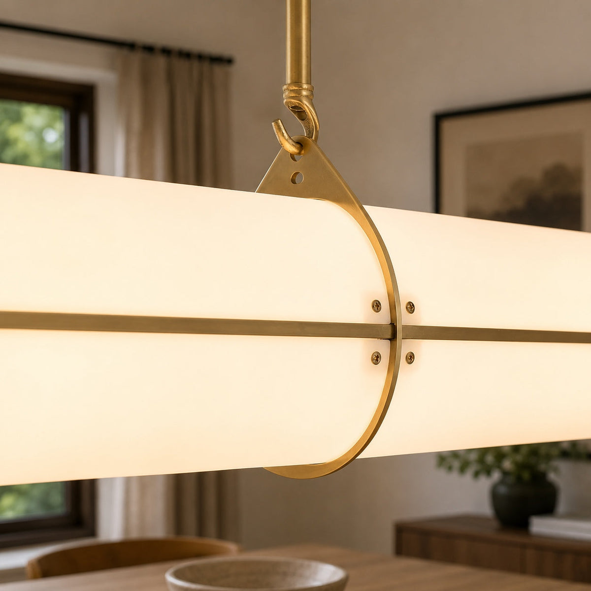 Slim Cylinder Linear LED Pendant Light Gold or Black 100 to 150 cm Dimmable