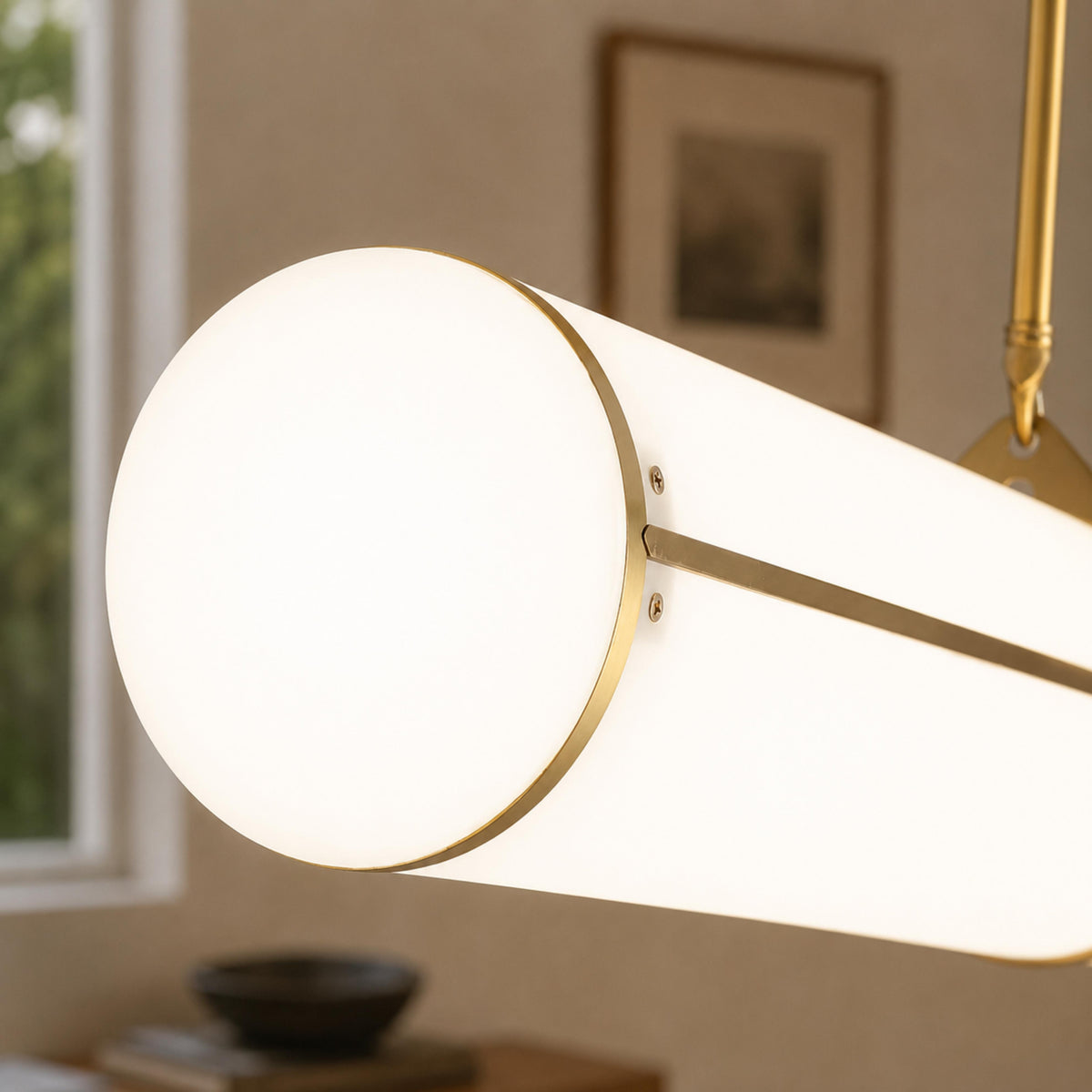 Slim Cylinder Linear LED Pendant Light Gold or Black 100 to 150 cm Dimmable